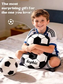 1pc Customized Children's Letter Throw Pillow, Personalized Name Letter Plush Cushion, Basketball & Football Pattern, Soft Filled Pillow, Suitable For Children's Bedroom & Play Room Decor, Cute Decorative Pillow, Suitable For Boys & Girls, Personalized Name Pillow, Children's Gift - Football Version - View 2