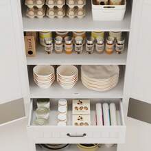 71'' Tall Kitchen Pantry Storage Cabinet, Freestanding Storage Cabinet With Large Drawers And 4 Adjustable Shelves, For Kitchen, Living Room,  Bathroom,Dining Room - 白色 - 查看 5