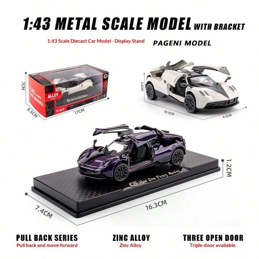 1:43 Scale 3-Door Legendary Sports Car Alloy Diecast Model Collection, Display Stand, Toy For Children, Collectible For Teenagers, Toy Cars For Boys