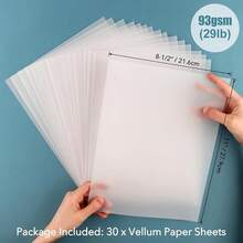New  30 Sheets/Set Translucent Vellum Paper,Frosted Smooth Vellum Paper Printable Vellums For DIY Invitations Greeting Cards Card Overlays,Drawing,Envelope (8.5x11inch/21.6x27.9cm 93gsm/29lb) - 93g29lb (30 Sheets) - View 2