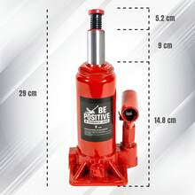 Gato Hidráulico de 2 Toneladas Tipo Botella– Diseño Robusto para Máxima Aseguración, Elevación Perfecta, Fuerte y Confiable - Rojo - Ver 2