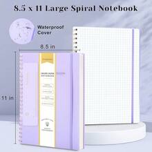Yoment Graph Paper Notebook Spiral Notebook 8.5 X 11 A4 Large Grid Paper Notebooks, 100 GSM Thick Graph Paper, Plastic Cover Graphing Notebook For Work Schoolsss Engineering, A4 Purple - E-graph-a4EGraphA4 - View 3