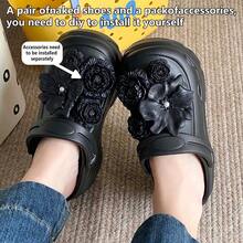 2026 New Summer Thick Sole Peep Toe Sandals Women, Slip-On Faux Pearl Flower Sweet Casual Vacation Commute Clogs - White - View 8