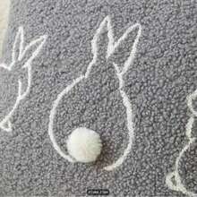 刺绣兔子装饰抱枕套，带可爱兔子屁股毛球，沙发靠垫套 - 粉色 - 查看 5