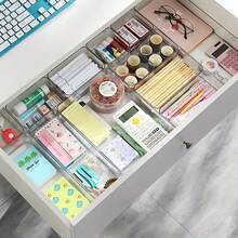 7pcs/6pcs/5pcs/1pc Drawer Divider Storage Box, Hair Accessory Organizer Box With Built-In Grid, Jewelry & Cosmetic Storage Box, Made Of Transparent PET Plastic, Multi-Functional Compartment Box For Hair Tools, Combs, Mirrors, Tweezers, Suitable For Home Drawers, Bedroom, Dorm, Bathroom, Desk - Clear - View 5