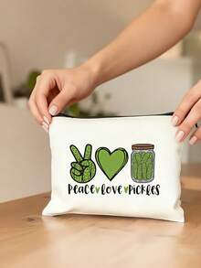 Sac de voyage cosmétique Peace Love Pickles, sac cosmétique mignon de balle de cornichon avec design Peace and Love, léger, juste une fille qui aime les cornichons sac cosmétique avec fermeture éclair, pochette zippée en polyester résistant à la décoloration, organisateur de maquillage pliable pour femmes, filles, sœurs, filles, idéal pour les cadeaux d'anniversaire et de remise des diplômes, pliable et compact pour une utilisation quotidienne, parfait pour les passionnés de cornichons sac de maquillage - Multicolore - Voir 7