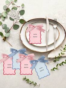12 piezas Tarjetas de nombre con forma de concha y cintas, Tarjetas de mesa de boda DIY, Tarjetas de regalo de fiesta con etiqueta rosa manuscrita, Tarjetas de regalo de cumpleaños con cintas, Adecuado para decoración de escritorio, Tarjetas de boda DIY, Fiesta de cumpleaños, Suministros de fiesta (Azul y Rosa) - Multicolor - Ver 7