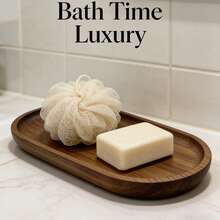 1个椭圆形木质托盘，浴室木质托盘，梳妆托盘，香水托盘，浴室装饰，家居装饰，卧室装饰，客厅配件，浴室配件，斋月装饰品，适用于浴室、台面、水槽、马桶，送给妈妈的绝佳礼物 - 棕色 - 查看 6