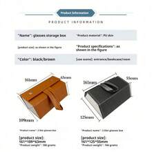 2/3/4/5/6格可折叠悬挂式旅行眼镜盒，PU皮革太阳镜收纳整理架 - 棕色 - 查看 8