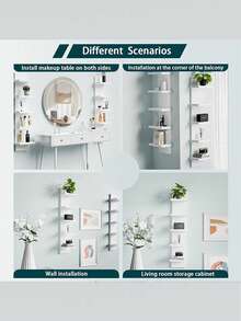 1pc,White Black 5-Tier Wall Shelf - Versatile Hanging Storage Organizer For Bedroom, Living Room, Hallway & Garage - Ideal For Art & Crafts, Home Decor - Multicolor - View 3