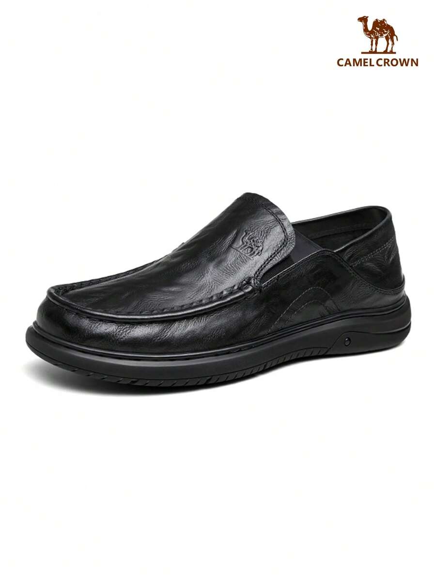 CAMEL CROWN Chaussures décontractées pour hommes, semelle souple, chaussures de mariage  véritable confortables pour le travail et les déplacements, automne/hiver - Noir - Voir 1