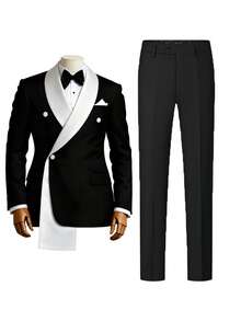 Men's Premium Black Double-Breasted Tuxedo Suit Set With White Satin Lapels Slim-Fit Blazer & Pants 2-Piece Outfit All-Season Wear For Spring Summer Autumn Winter Versatile Formal Business Attire Perfect For Wedding Groom Groomsmen Banquet Party Dinner Annual Meeting Events Fashion Minimalist Design Suitable For Daily Commute Casual Wear Office Interview Date Night Gathering High-Quality Fabric Wrinkle-Resistant & Durable Breathable Tailoring Slims Figure & Enhances Height Classic Black & White Color Scheme Timeless Style Exquisite Craftsmanship With Attention To Details Elevates Gentleman's Charm Must-Have Wardrobe Essential For Modern Urban Men Ideal For Both Formal Occasions & Casual Streetwear Stylish & Sophisticated Menswear - màu đen - Xem 6
