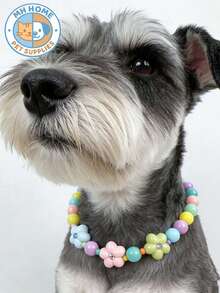 可爱甜美狗狗项链，马卡龙色宠物项链，手工串珠猫项圈，高弹可调节猫项圈，花朵装饰颈带，适合小型犬猫，适合日常和玩耍的猫狗饰品，宠物服装装饰，狗狗小猫项圈，宠物项圈，卡通猫项圈，宠物礼物，拍照道具，可爱宠物项链，狗狗项链，小狗项链，狗狗项链 - 彩色 - 查看 3