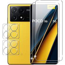适用于小米 Poco X7 Pro 5G、Poco F7 Pro、Poco F7 Ultra、Poco M7 Pro、Poco F7、F8 Ultra、F8 Pro 的 4 片/套钢化玻璃屏幕保护膜 + 摄像头镜头保护膜，9H 硬度，防刮花，兼容手机壳，防指纹（适用于小米 Poco X6 Pro 5G 的 2+2 片装） - 彩色 - 查看 14