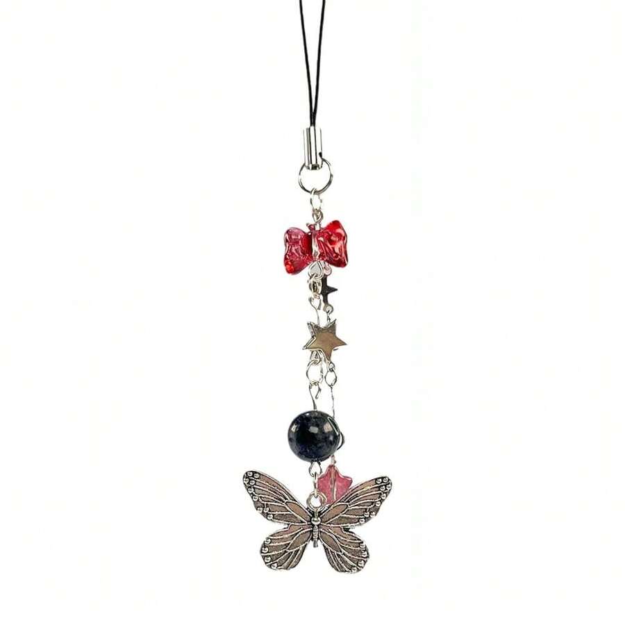 1-4PCS Cute Phone Charms Aesthetic Y2K Cell Phone Charms Strap Strawberry Butterfly Star PhoneCharm Y2K Accessories For Bag Keychain Camera Pendants Decor - 1 mặt dây chuyền hình bướm - Xem 1