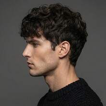 男士棕色刘海卷发假发，适合日常佩戴，可作替换假发，外观自然 - 彩色 - 查看 7