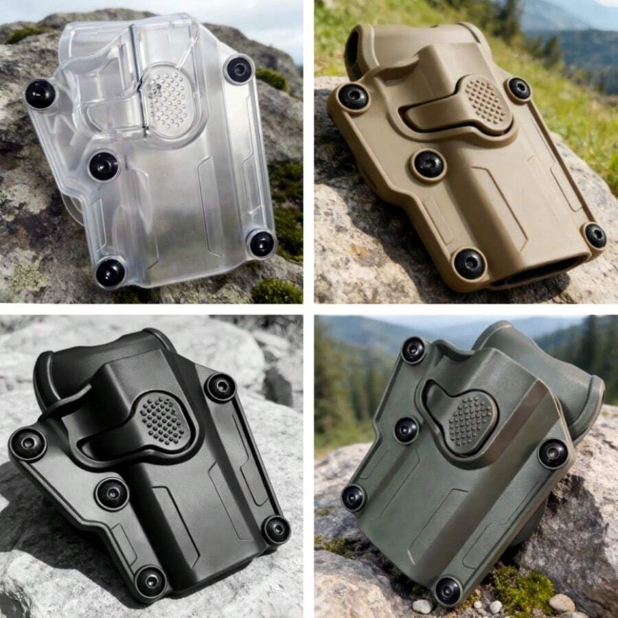 1pc Outdoor Hunting Right Hand Protective Holster, PP Material, Universal Fit With Quick Release Function, Suitable For G17, P320, 1911 And Other Models, 4 Colors Available: Transparent, Military Green, Black, Sand