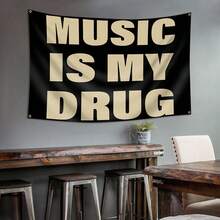 "Music Is My Drug" Is A Decorative Background For An Abstract Cartoon Art Tapestry. - 黑色 - 查看 4
