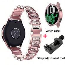 Bling Case+ Jewelry Bracelet For  Galaxy Watch 4 5 6 7 Band 40mm 44mm Steel Strap Protective Cover Galaxy Watch 4 5 6 For Christmas, Birthday, New Year Gifts, Winter,Gifts For Family, Friends,Birthday,Girlfriend,Boyfriend - Pink - View 1