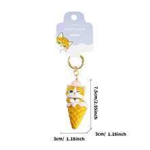 Miniso Móc khóa 3D hình kem hồng Mofusand, chất liệu PVC, hình mèo lè lưỡi nheo mắt + kem 3D, nhỏ gọn và dễ mang theo, thích hợp làm phụ kiện chìa khóa/trang trí ba lô/móc khóa dễ thương mang theo hàng ngày (1 chiếc) - Hồng - Xem 10