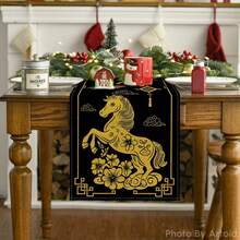 2026年中国生肖马年新年快乐桌布，春节冬季厨房餐桌装饰，家居派对装饰 - 紅色 - 查看 29