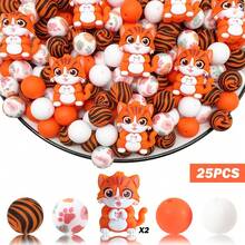 25/45/62PCS New 3D Cat Silicone Beads Set - Orange, Gray, Black Cat Design - Adult DIY Accessories Suitable For DIY Beaded Pens, Earrings, Etc. Perfect As Holiday Birthday Gift Beads & Bead Assortments - New Cute Kitten - View 13
