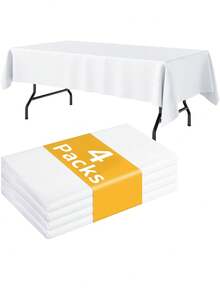 1/4pcs White Plastic Disposable Tablecloth, 137x183cm White Disposable Rectangle Tablecloths For Party, Baby Shower Birthday, Wedding, Gender Reveal,Picnic, Home Kitchen Dining Room Decorations - White - View 3