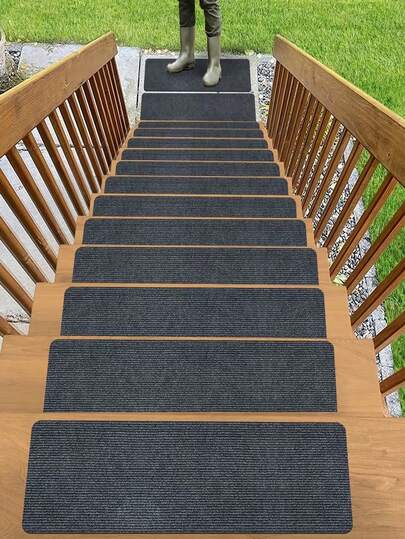 15pcs Reusable Self-Adhesive Stair Treads, Suitable For Indoor Hardwood Steps, Anti-Slip Carpet Stair Pads