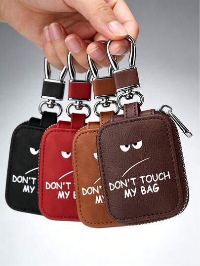 Bolsa organizadora "No toques mi bolso", portallaves, monedero, bolsa de accesorios, adecuada para estuche de , hecha de piel de PU, con bolsillo de malla y llavero - Bolsa de almacenamiento portátil suave, estuche para auriculares, protector de auriculares Bluetooth, apto para AirPods Pro/1/2/3, con puerto USB, adecuado para viajes o uso diario, puede almacenar auriculares inalámbricos, auriculares Bluetooth, tarjetas SD, llaves, monedas, cables, etc.