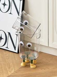 1pc 4-Leg Big Eye Transparent Acrylic Trash Can, INS Style, Suitable For Bedroom, Living Room, Study, And Dining Room - Clear - View 7