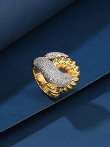 1pc Copper Material Fashionable Charm Unisex Ring, Suitable For Gift, Women's Holiday And Daily Wear - 016055-1 - View 20