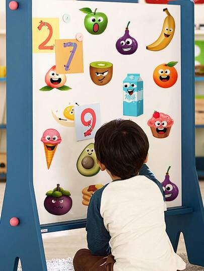 1pc Cartoon Fruit, Educational Wall Sticker Based On Real Objects, Clothing Label, Cute Mermaid, Animals, Various Animal Collection, Multi-Size PVC Self-Adhesive Removable Wall Sticker, Suitable For Children's Room, Bedroom, Living Room, Study, Dining Room, Bathroom, Home Wall Decor, Room Decoration