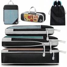 Travel Storage Set6 Piezas Bolsa Organizador de Viaje para Maletas Compresión Cubes para Empacar Ropa Viaje Impermeable Organizador de Maleta Organizadores de Expandibles para Equipaje para Ropa Cosméticos etc - como en la foto - Ver 1