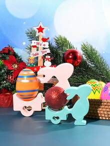 1pc Easter Bunny Cart DIY Mold - Resin Plaster Candle Casting Mould For Handmade Doll Ornament