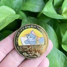 1枚汤姆和杰瑞纪念币，动漫金属金色收藏卡通礼品 - 彩色 - 查看 5