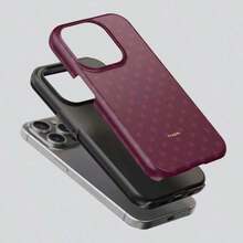 Una elegante funda para teléfono que no incluye cordón ni soporte. Base rojo vino con lunares rosados, funda para teléfono 2 en 1. Adecuado para teléfonos compatibles como el 17, 17air, 16, 15, 14, 13, 12, 11, PRO, X, XS, PLUS, e incluso el S21/22/23/24/25 Ultra/FE+, NOTE20 Ultra, y A71/56/55/54/53/52/36/34/26/25/23/16/15/14/13/06. un regalo de cumpleaños considerado para novias, novios y amigos. - 1 unidad - Ver 5