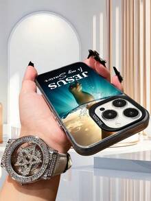 Christian Jesus Is My Savior Print Phone Case For IPhone  Religious Style Protective Cover For Women Men - Black - View 4