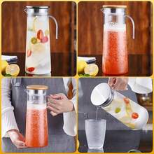 1个耐热大容量透明果汁壶 - ins风夏季饮品容器 - 适用于冰茶、果汁、咖啡、冷泡茶 - 适合家庭、餐厅、办公室使用 - 最佳节日礼物 - 無色 - 查看 3