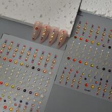 5D Nail Art Stickers Metal Noble And Elegant Nail Stickers, Light Mature Style Nail Stickers, Gold-Rimmed Scepter Ornaments Adhesive Nail Art Stickers Decals Manicure Charms - 彩色 - 查看 3