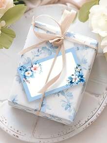 100pcs/50pcs Blue Floral Blank Greeting Cards, Blue Cards, Pocket Cards, Wallet Cards, Business Cards, White Cards, Suitable For Message Cards, Wallet Cards, Business Cards, White Cards, Perfect Gift For Teachers' Day, Valentine's Day, Wedding, Birthday, Anniversary, Holidays, Bridesmaids And More For Friends, Family And Guests - Simple And Elegant Choice - Baby Blue - View 5