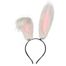 Cute Rabbit Ears Headband Long Furry Dog Ears Animal Cosplay Headband (Gray) - Gris - Ver 3