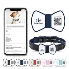 Pawview Silent Silicone Dog Name Tags Personalized For Pets With Bow Tie Style, Slide On Dog ID Tag With QR Code & NFC - Scan QR For Instant Location Alert, Emergency Contact,Pet Profile - 藏蓝色 - 查看 7