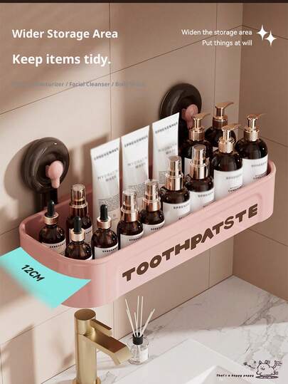 Luxury Suction Cup Storage Rack, Movable Wall Mount Organizer, Vintage Suction Cup Bathroom Rack