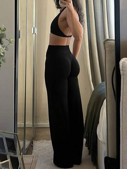 Women's Commuting Sports Elegant Modern Workplace Solid Color Slim Fit Flare Pants