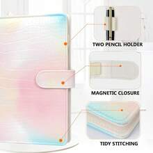 Toplive A5 Binder 6 Ring Personal Organizer Binder Cover Tie-Dye Colorful Business Portfolio Folder For Interview, Conference, Women,6 Ring A5 Binder - 多彩 - 查看 7