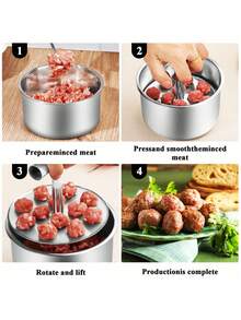 Bộ 12 khuôn làm thịt viên bằng thép không gỉ | Khuôn thủ công với tấm ép tiện dụng, dễ dàng làm thịt viên đều nhau, dụng cụ nhà bếp thiết thực cho gia đình, nhà hàng, đầu bếp, súp, mì ống, món khai vị, máy rửa chén, chống gỉ, chất lượng thương mại, khuôn làm thịt viên bằng nhựa, dễ dàng ép thịt viên, đồ dùng nhà bếp gia đình, quà tặng cho phái nữ - Nhiều màu - Xem 3