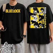 Blue Lock Anime Manga Sports Fiction Soccer Geek Unisex T-Shirt For Men And Women, 100% Cotton, Premium Streetwear, New Release, Immediate Shipping, Various Colors!! Plus Size - 黑色 - 查看 2