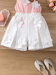 Bộ đồ 2 món này gồm một chân váy midi họa tiết hoa 3D thời trang và dễ thương cùng một áo hai dây, được thiết kế dành cho các bé gái. Áo hai dây và chân váy xếp ly được làm từ chất liệu vải dệt kim mềm mại, thoải mái. Bộ trang phục ngọt ngào và giản dị theo phong cách nghỉ hè này phù hợp cho các bé gái mặc khi tham gia các hoạt động ngoài trời, đi học, đạp xe, dạo phố, dự tiệc, làm quà tặng ngày Valentine và nhiều dịp khác trong mùa xuân và mùa hè. - Hồng - Xem 8