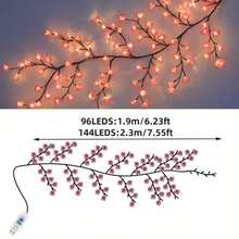 96 LED Cherry Blossom Tree Branch Wall Light With Remote Control & Timer, 8 Lighting Modes, Flexible Willow Twig Shape, Floral Wall Decor, Suitable For Bedroom, Home, Spring Decoration