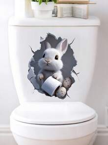 1张复活节兔子马桶贴纸，复活节马桶座圈和水箱盖装饰贴纸，浴室浴缸贴纸，卫生间门贴纸，冰箱门/窗/展示柜/汽车贴纸，复活节兔子墙贴，复活节快乐装饰，复活节派对背景装饰，春季家居装饰品，卧室和客厅装饰，房间墙面装饰，家居装饰，个性化贴纸 - 復活節兔子 - 查看 5